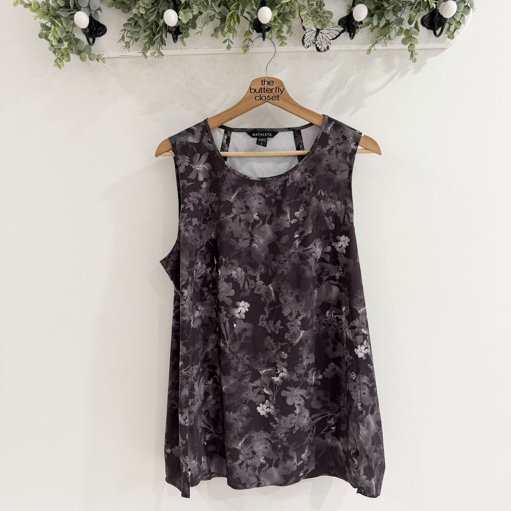 Athleta Zephyr Refined Tank Top, Size Large dark floral lightweight